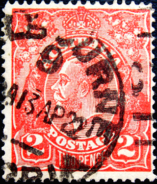 Австралия 1922 год . Король Георг V . 2 p . Каталог 2,75 $.   